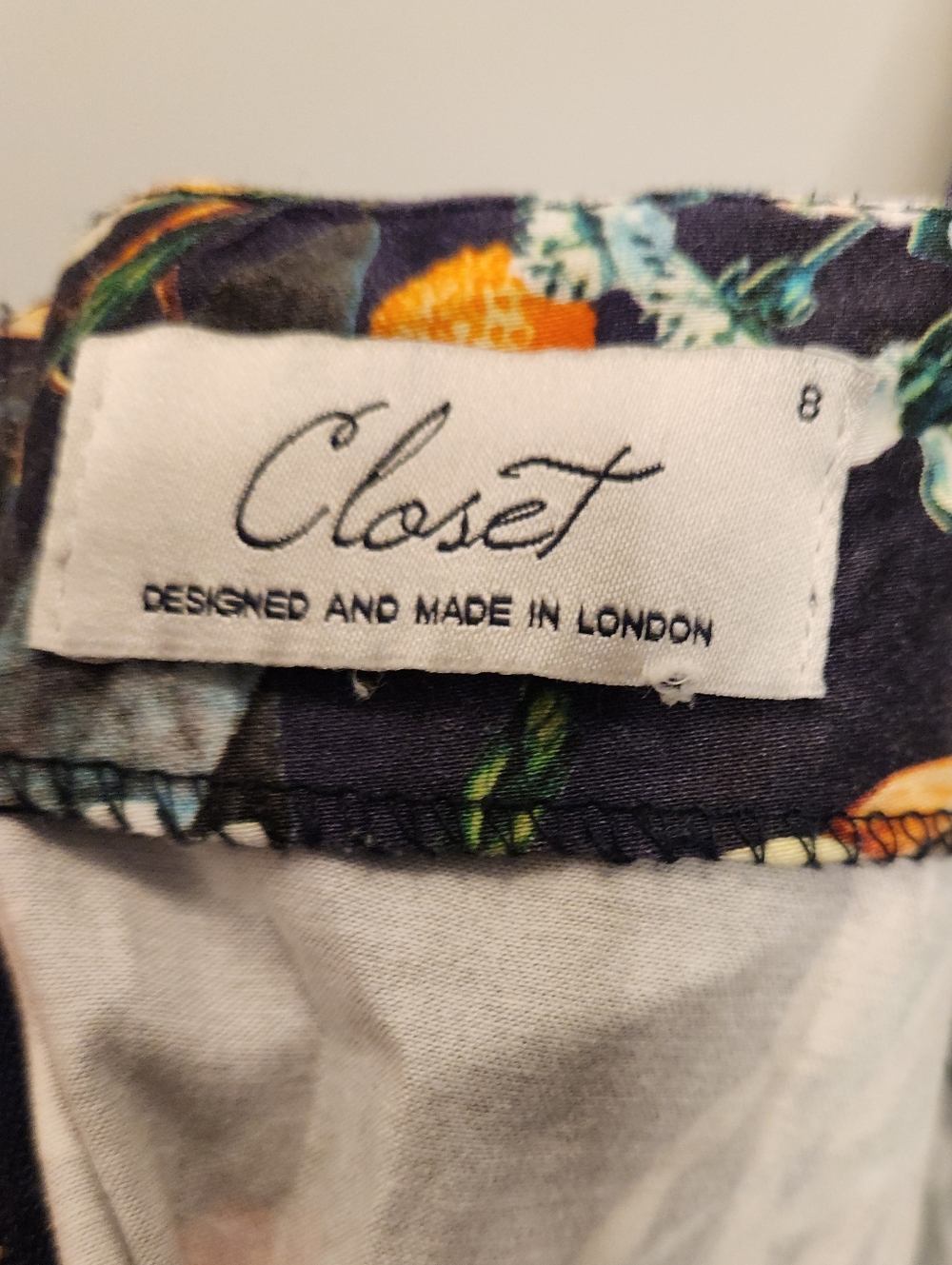 Closet Floral Fit-and-Flare Dress in Navy Size 8UK - Picture 2 of 16